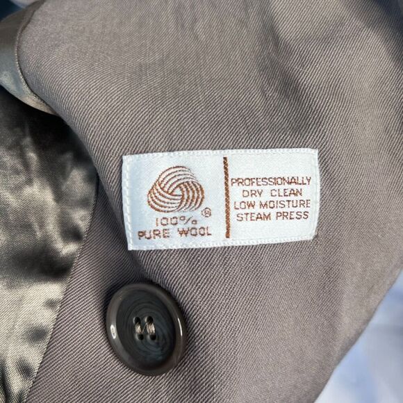 Jones New York Tan Brown 100% Pure Wool Trench Coat Button Front Petite Large - Picture 13 of 15